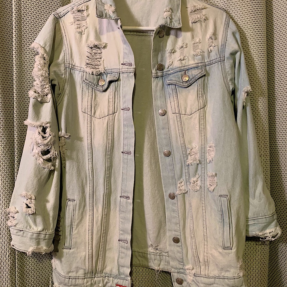 Oversized Distressed Denim Jacket